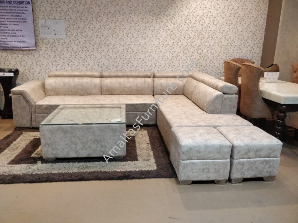 Amaltas L Shaped Sofa with Adjustable Head Rest