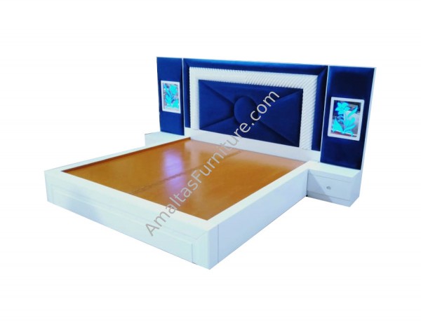 Amaltas Bed with High Side Tables