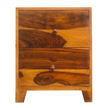 Amaltas Sheesham Wood Bedside Table Two Drawer