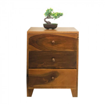 Amaltas Sheesham Wood Bedside Table Three Drawer