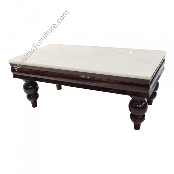 Amaltas Teak Wood Center Table with Onyx Top