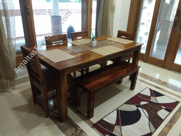 Amaltas Sheesham Dining with Bench