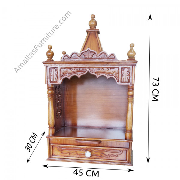Amaltas Teak Wood Temple suitable for Wall Mounting
