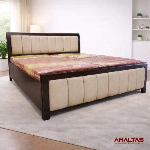 Amaltas Teak Wood Bed with Cushioning – Bed in Dehradun