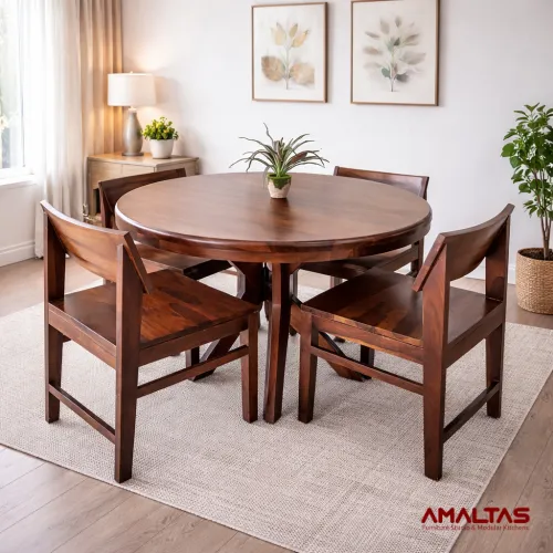 Amaltas Sheesham Wood Round Dining Set - 4 seater – Dining Table in Dehradun