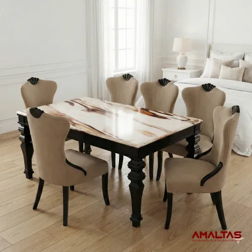 Amaltas Curved Back Dining Set – Dining Table in Dehradun