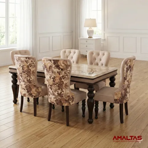 Amaltas Dyna Marble Top Dining Set – Dining Table in Dehradun