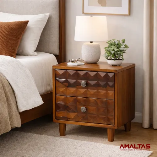 Amaltas Sheeham wood Diamond Bed Side Table – Bed in Dehradun