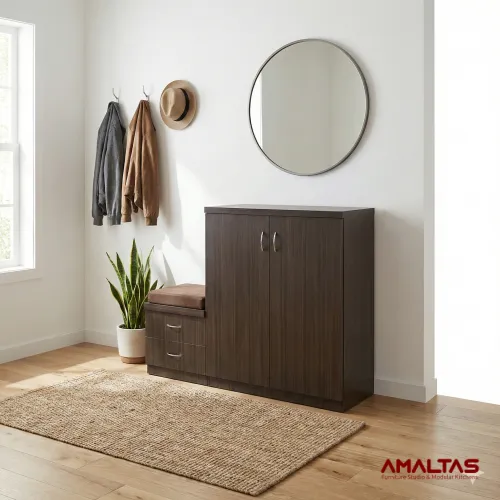Amaltas Engineering Wood Shoe Rack with Seat – Wardrobe in Dehradun