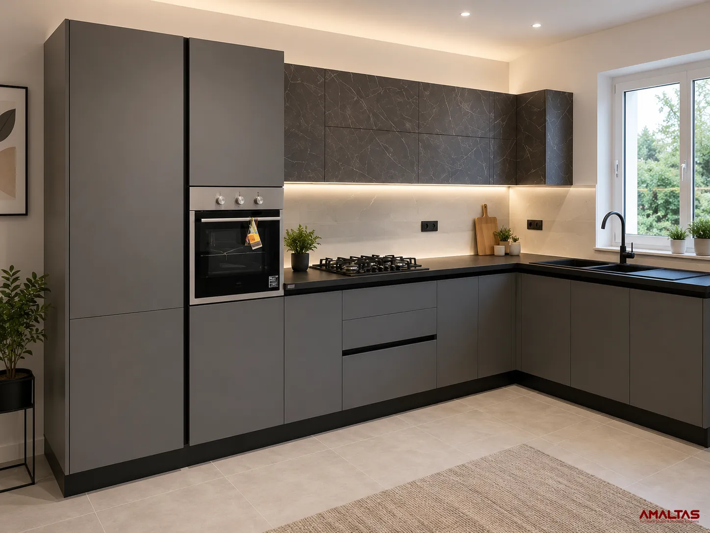 Amaltas L-Shaped Modular Kitchen in Matte Finish – Modular Kitchen in Dehradun