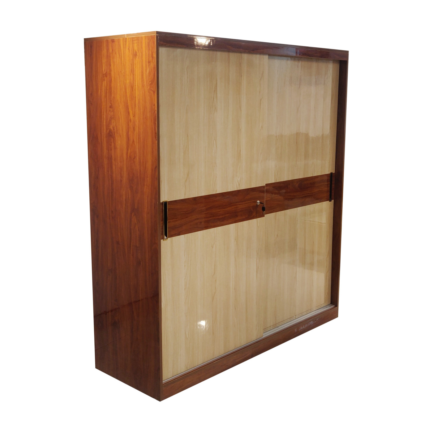 Amaltas Hi Gloss Slider Wardrobe in Mica and Ply ~ With Profile Lights