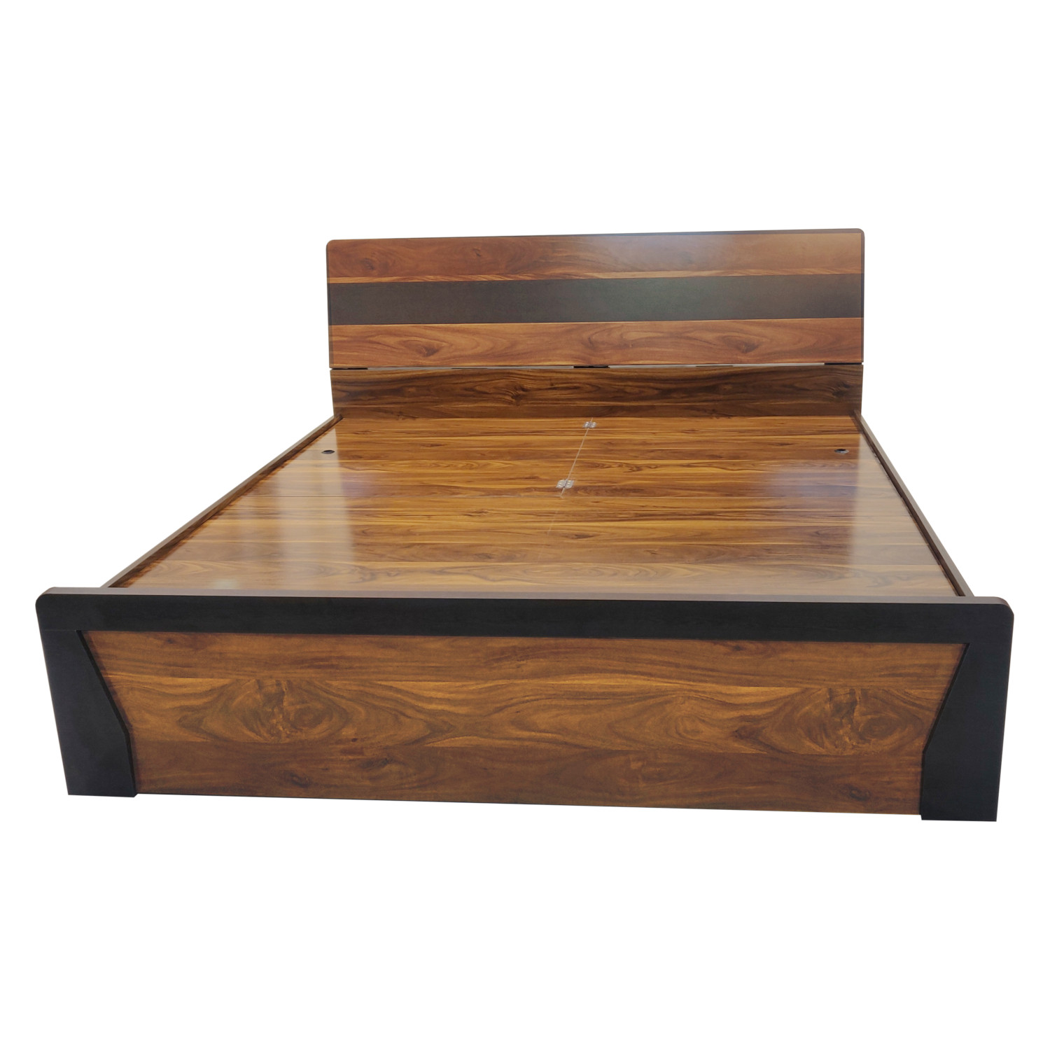 Amaltas Engineered Wood King size Bed with Box Storage and Leg Side Trolly