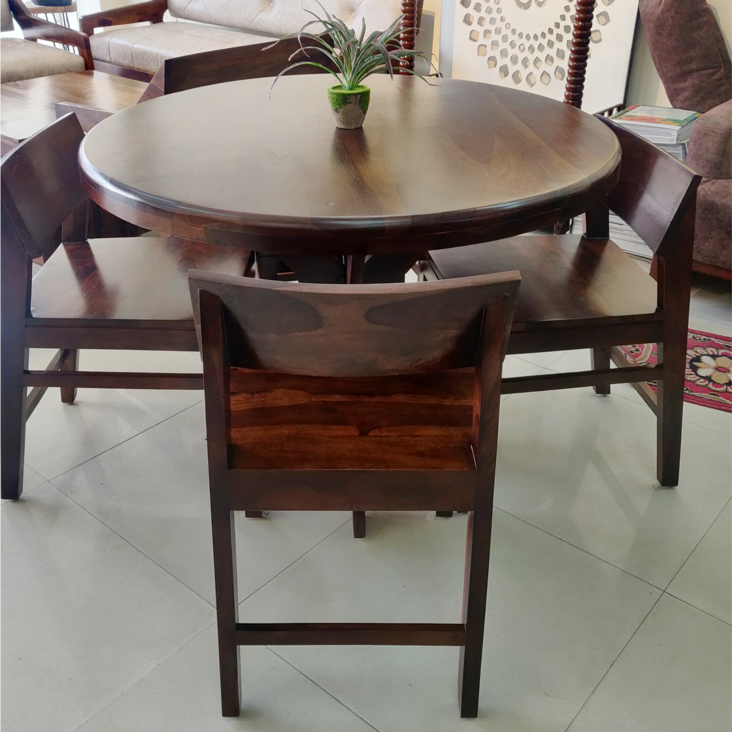 Amaltas Sheesham Wood Round Dining Set - 4 seater