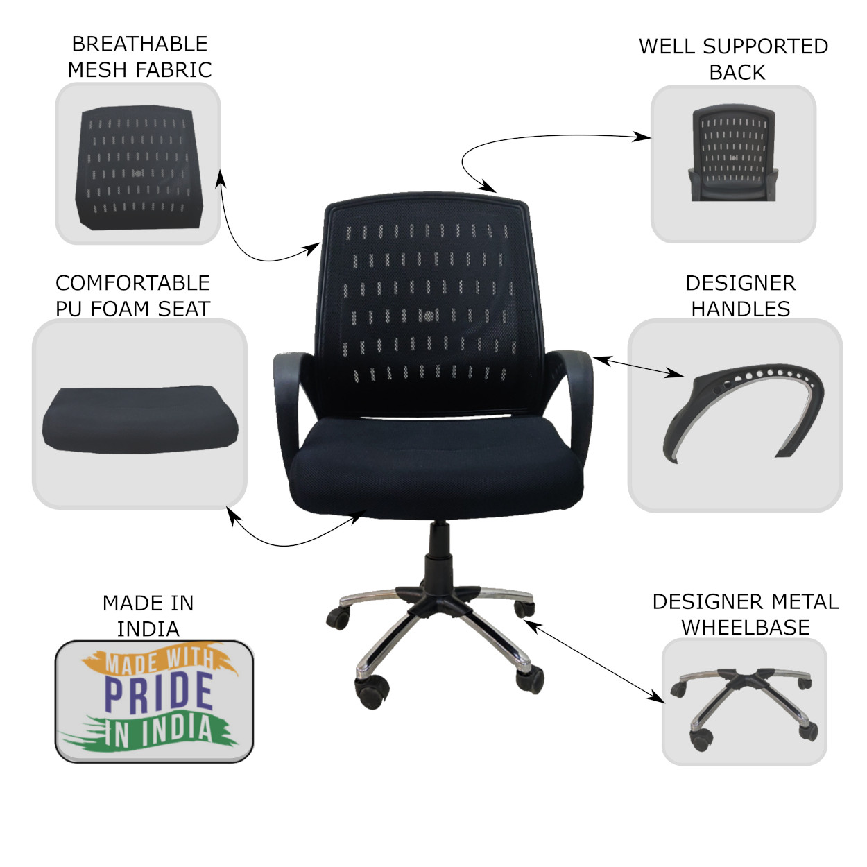 Amaltas Mesh Back Revolving Chair