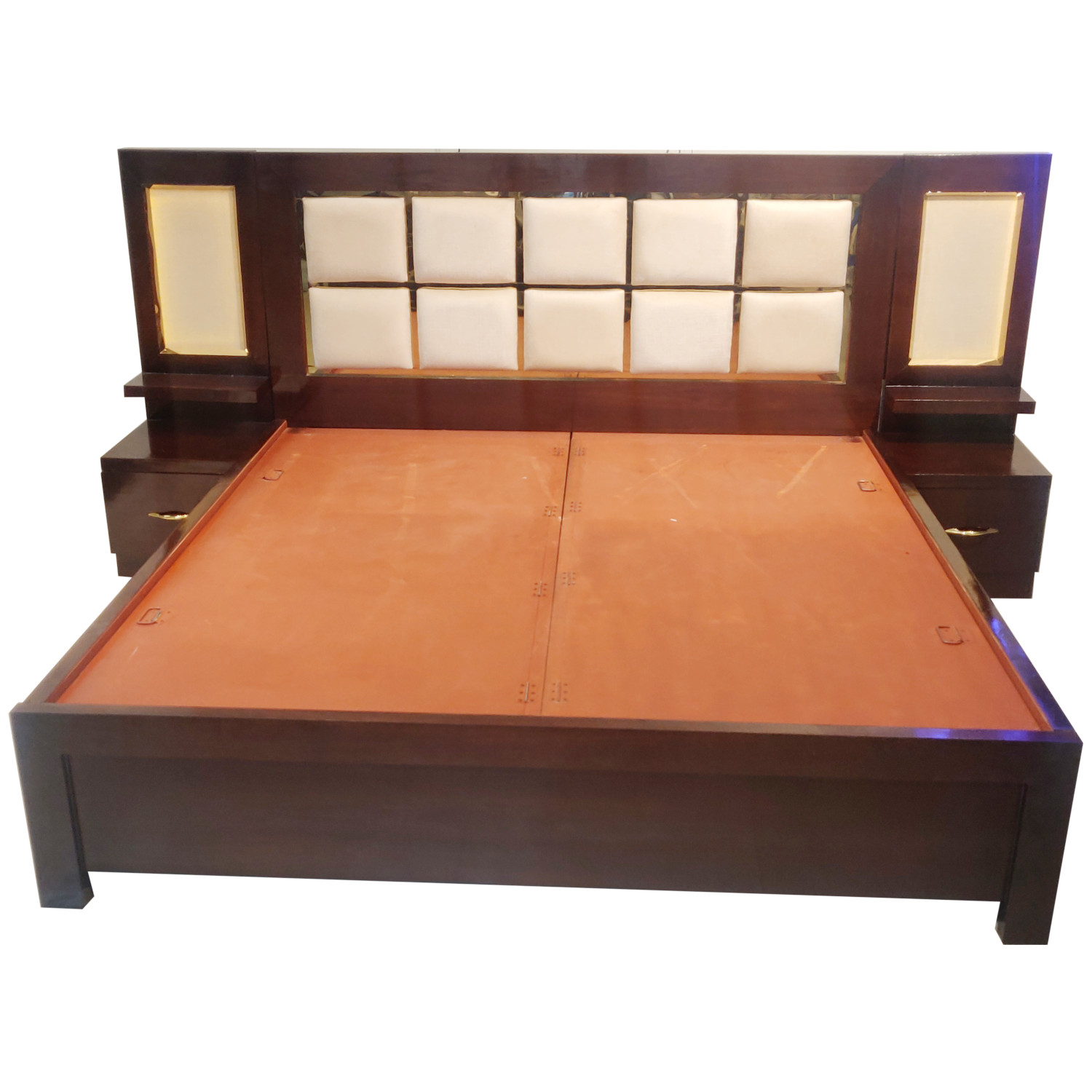 Amaltas Back Cushioned Bed with Lights