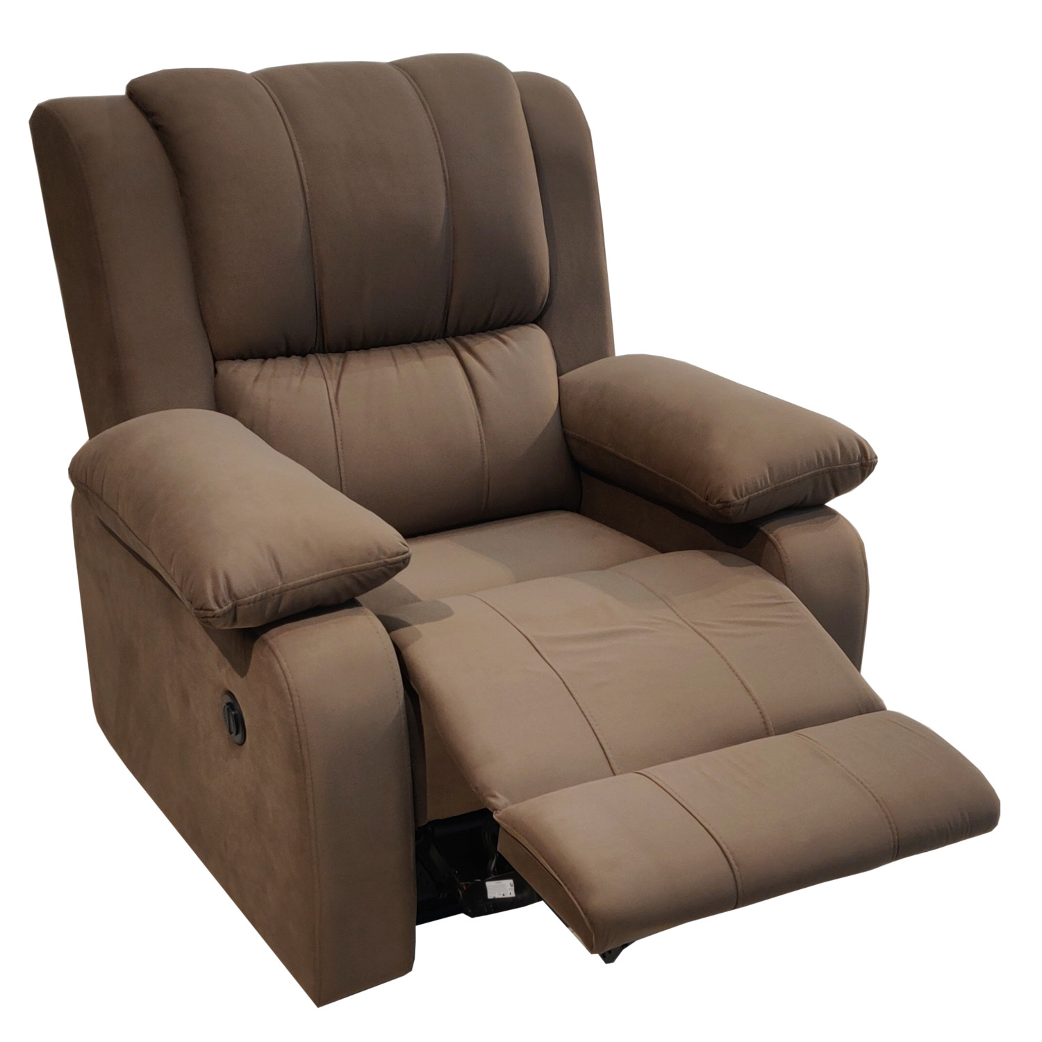 Amaltas Motorized Electric Powered Dark Brown Velvet Fabric Recliner