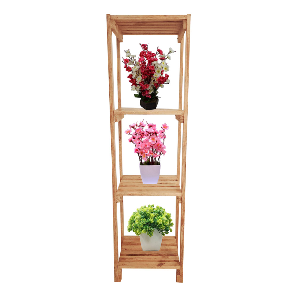Amaltas Pine Wood Corner Stand cum Book Display