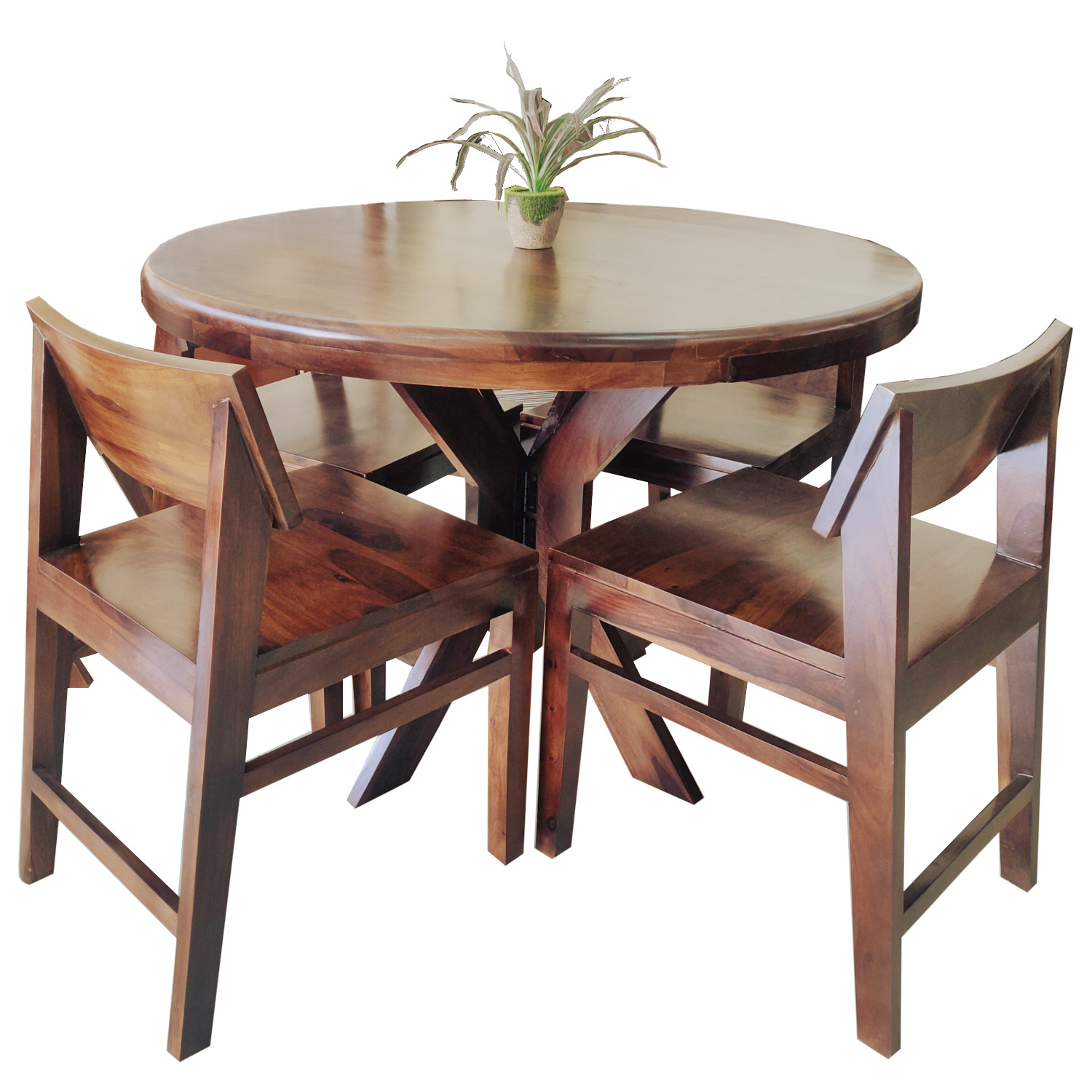 Amaltas Sheesham Wood Round Dining Set - 4 seater