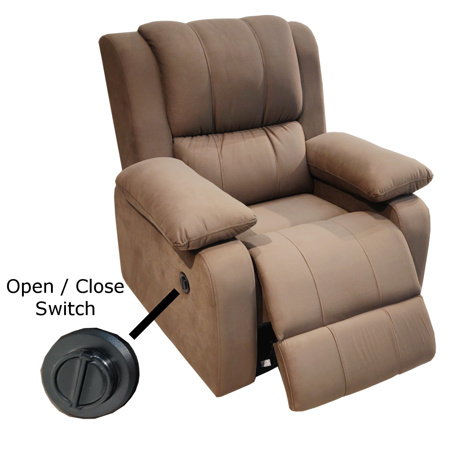 Amaltas Motorized Electric Powered Dark Brown Velvet Fabric Recliner
