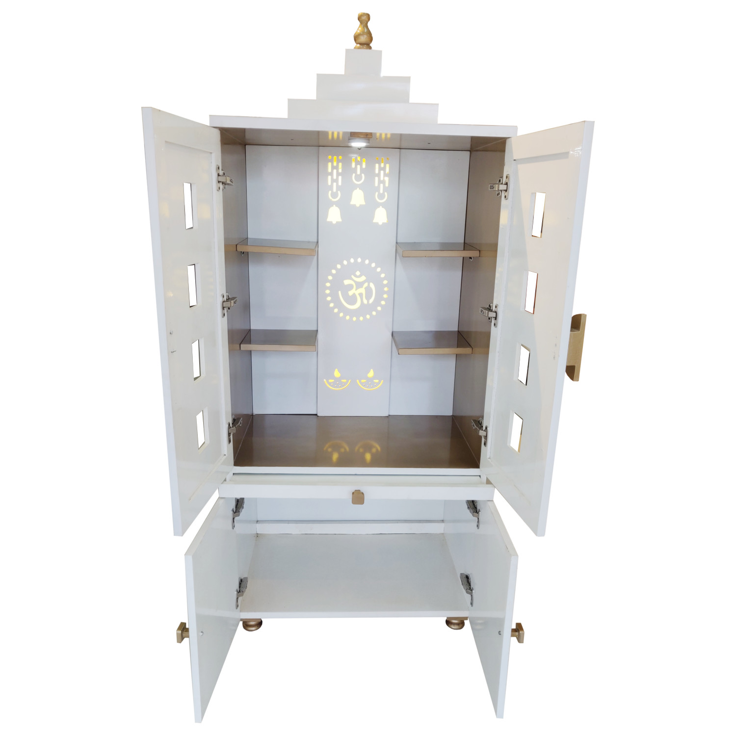 Amaltas White Temple with Doors and Storage