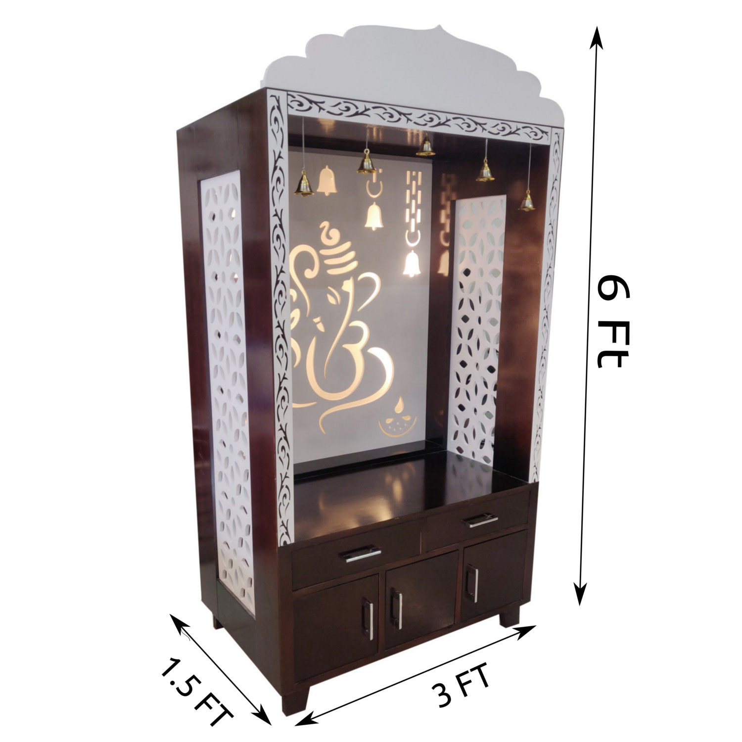 Amaltas Big Size Temple with cabinet Storage