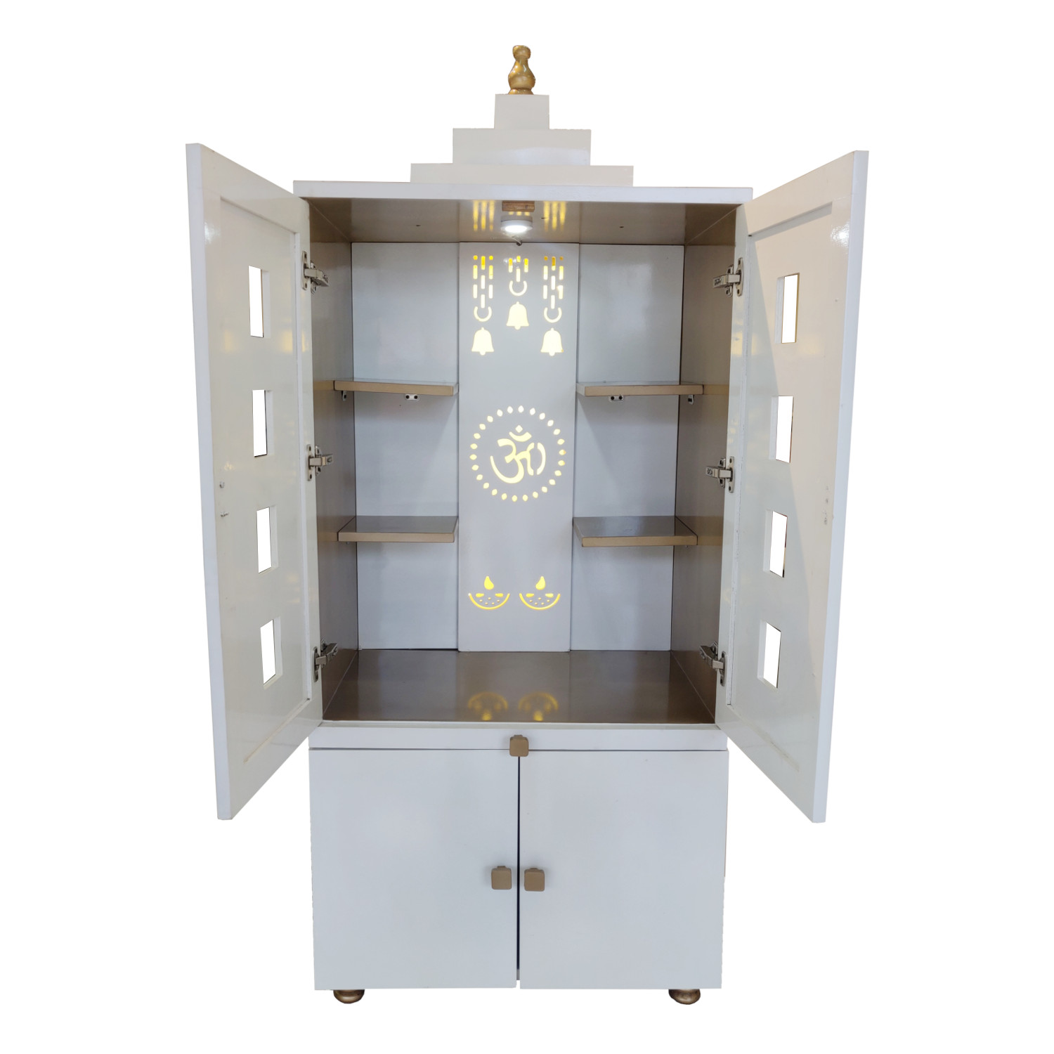 Amaltas White Temple with Doors and Storage