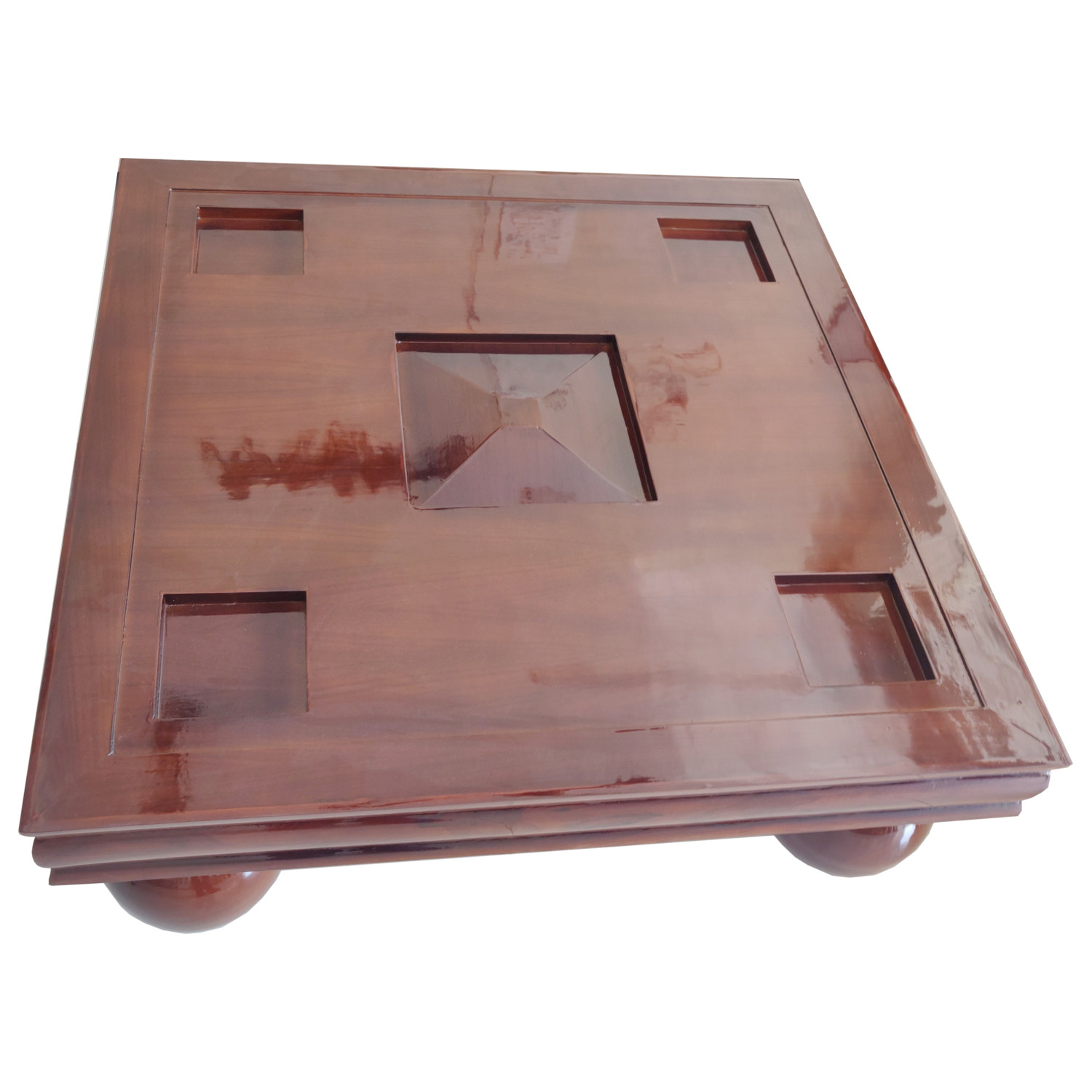 Amaltas Teak Wood Center Table with Teak Football Legs