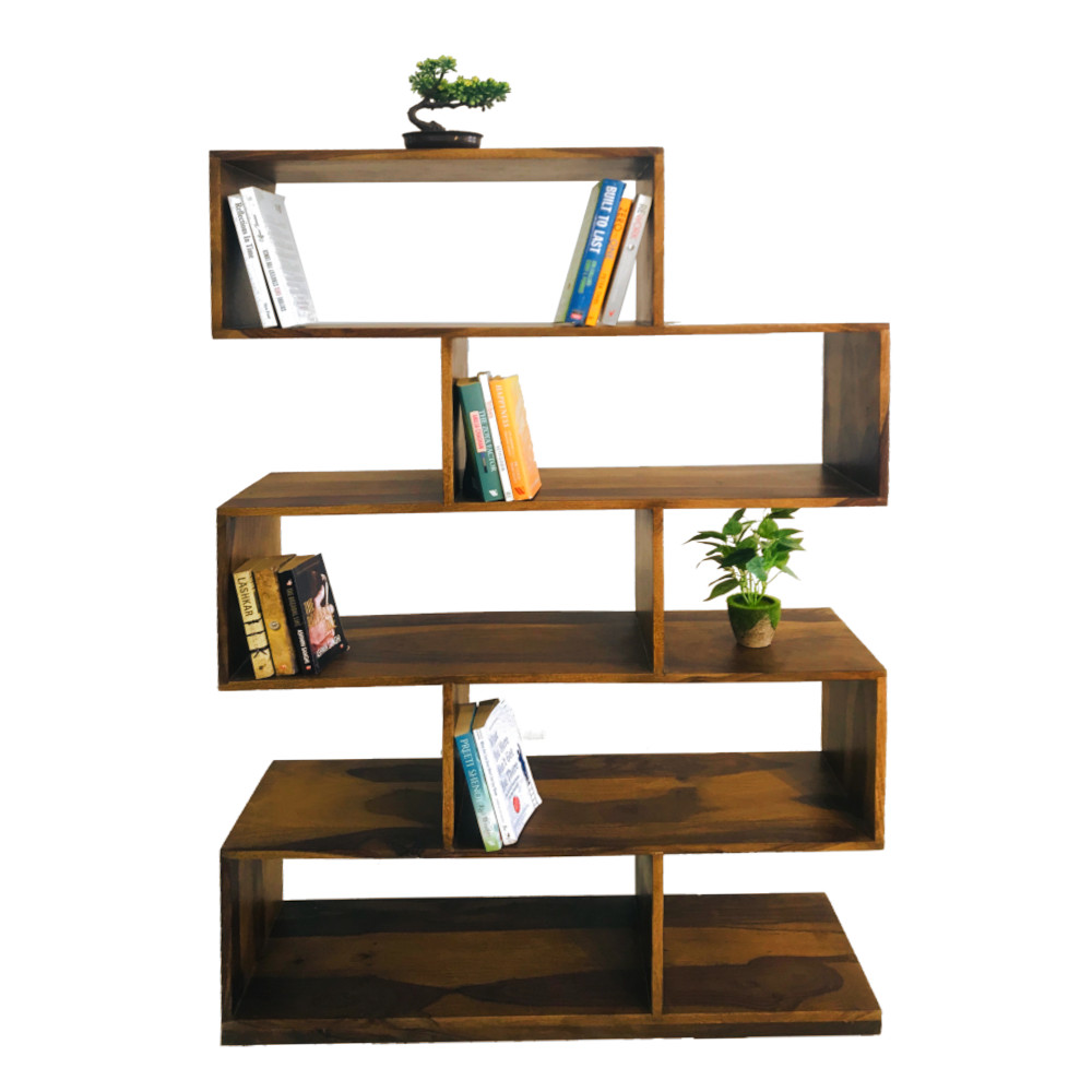 Amaltas Zig Zag Bookcase cum Showpiece Stand