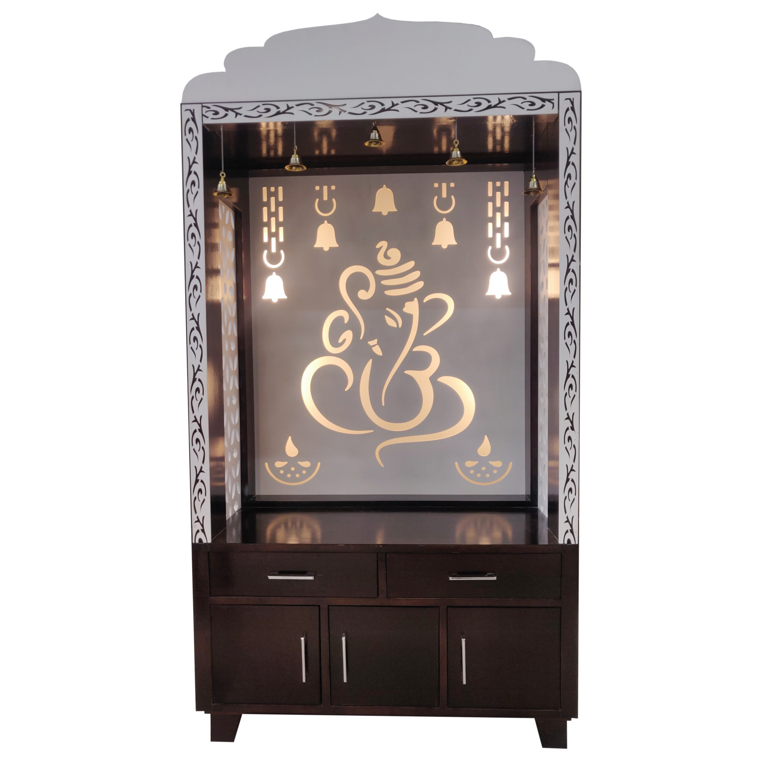Amaltas Big Size Temple with cabinet Storage