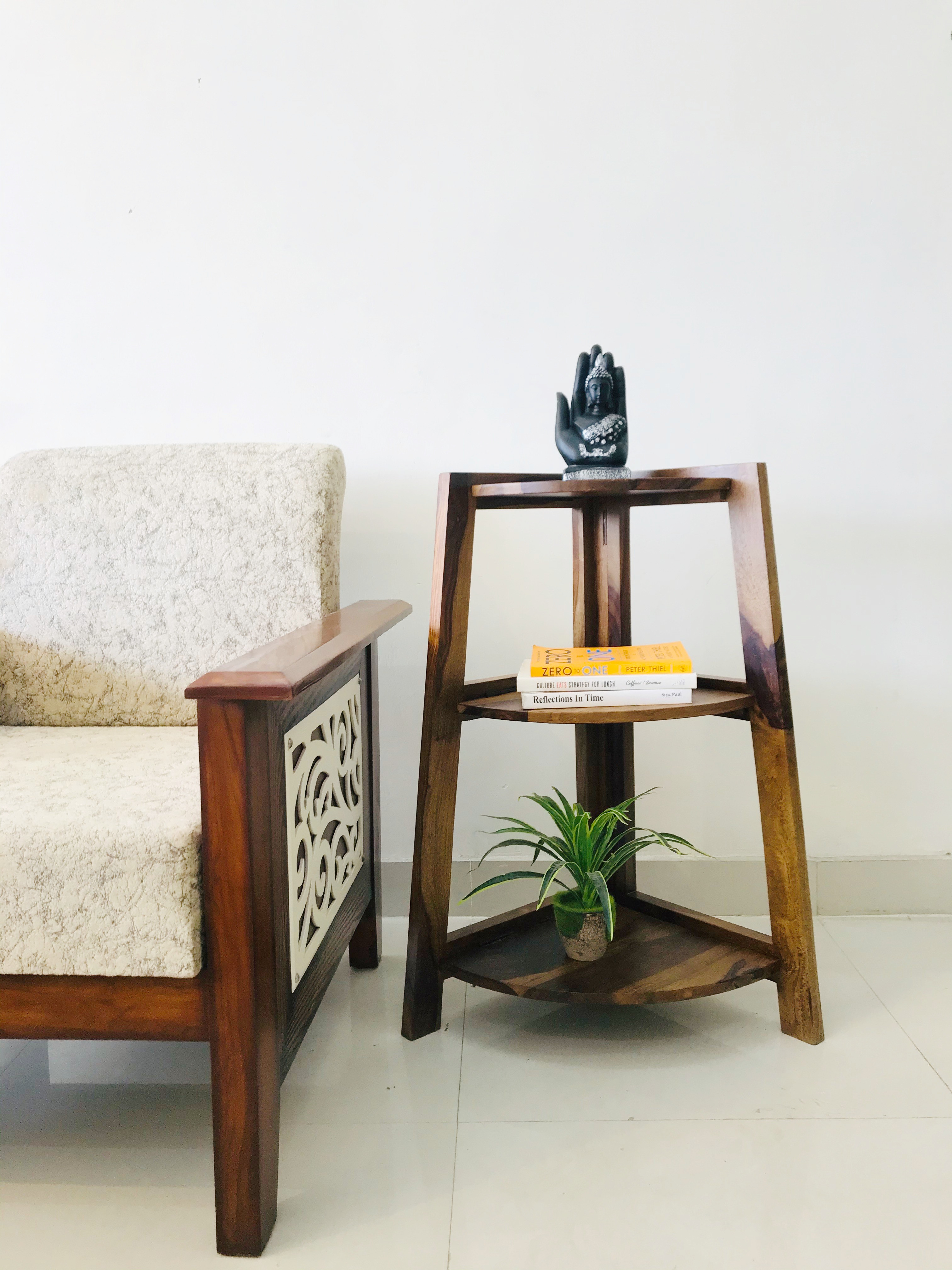 Amaltas Foldable Sheesham Wood Side Corner Stand