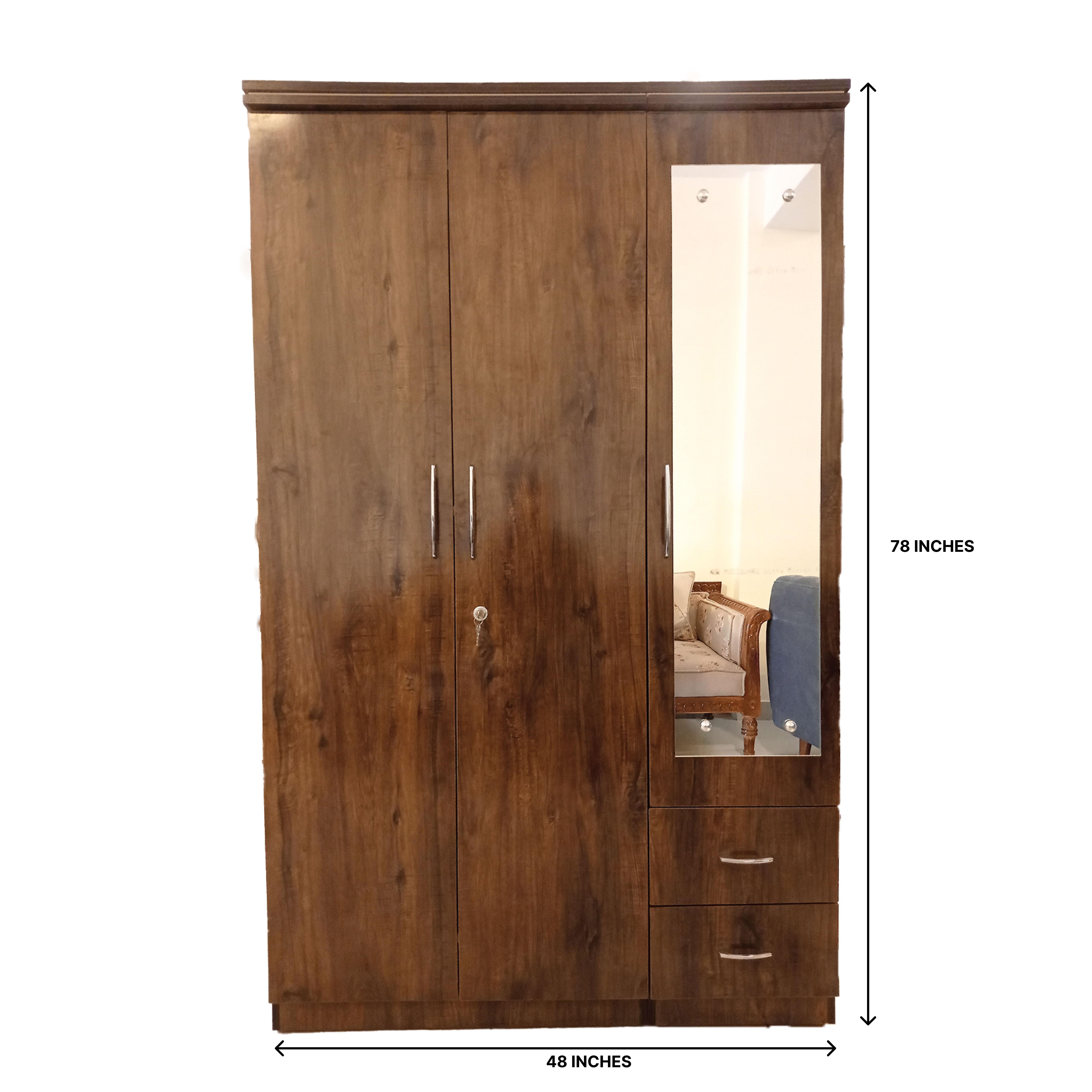 Amaltas Three Door Engineering Wood Wardrobe