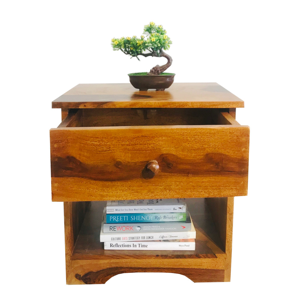 Amaltas Sheesham Wood Bedside Table One Drawer