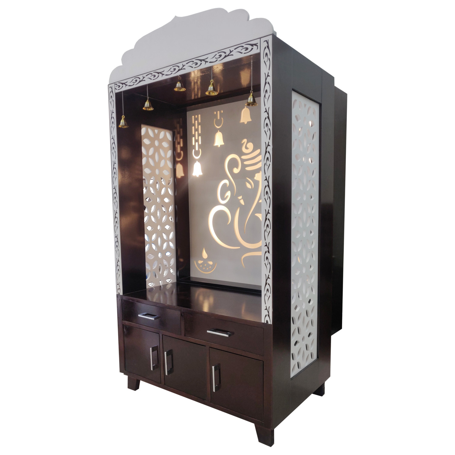 Amaltas Big Size Temple with cabinet Storage