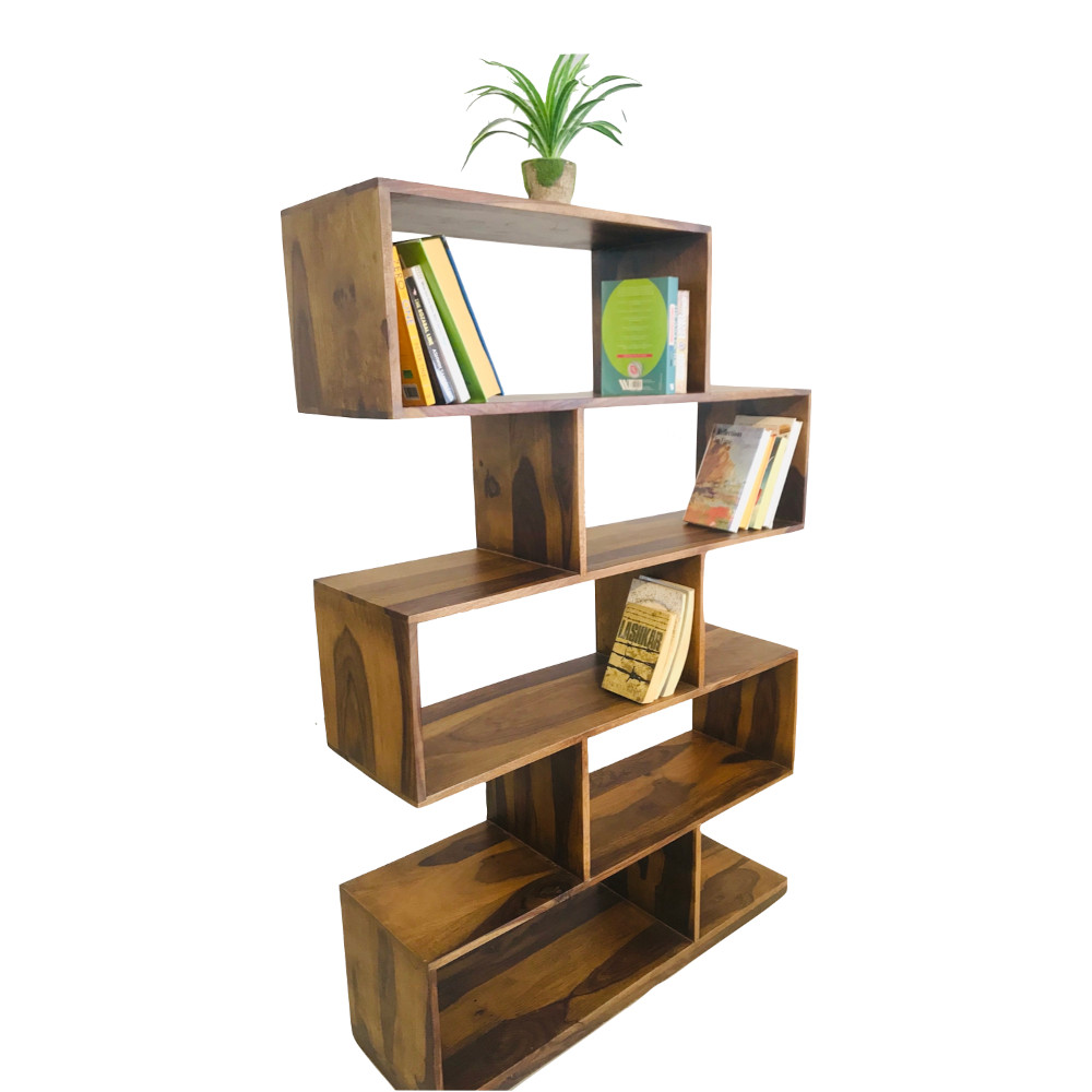 Amaltas Zig Zag Bookcase cum Showpiece Stand