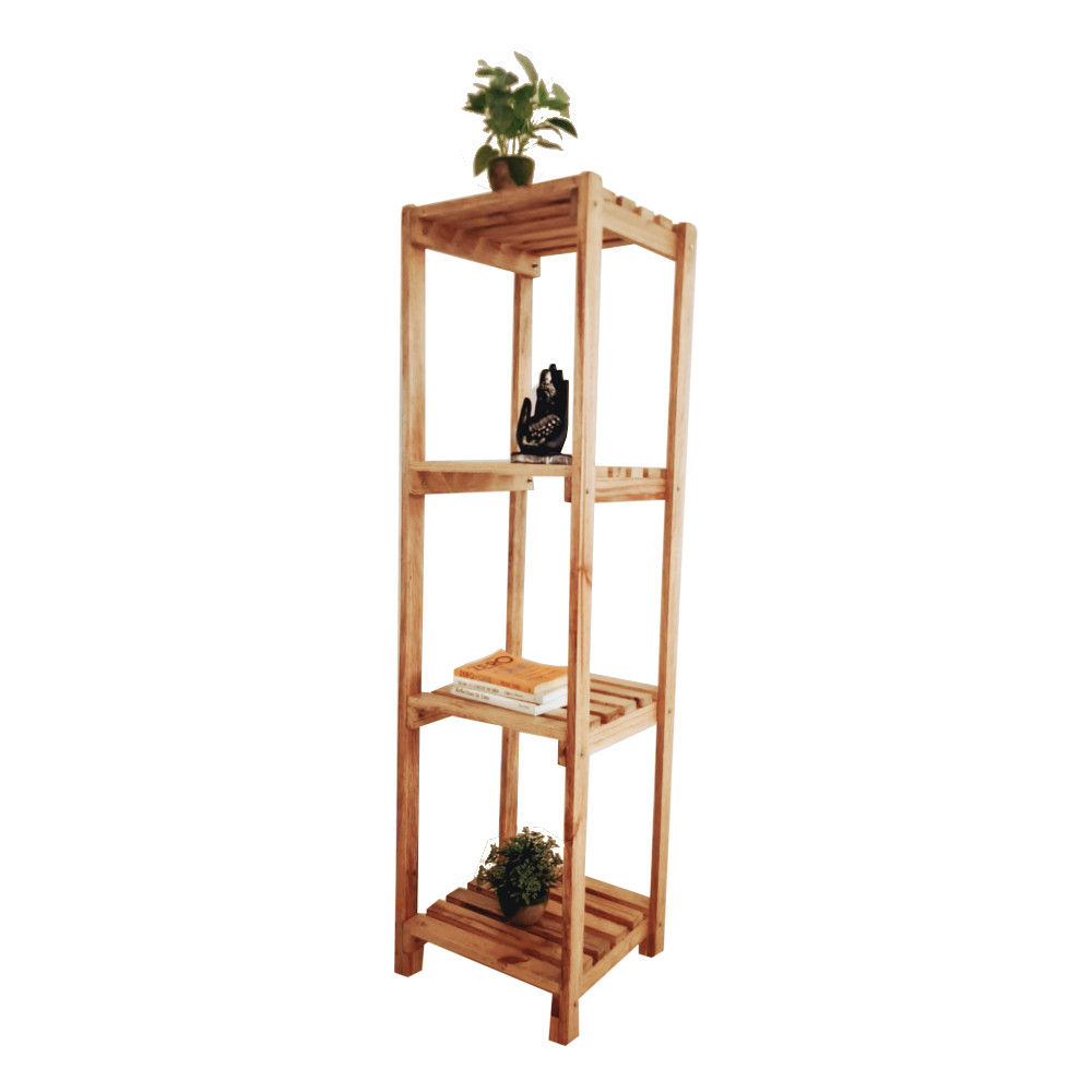 Amaltas Pine Wood Corner Stand cum Book Display
