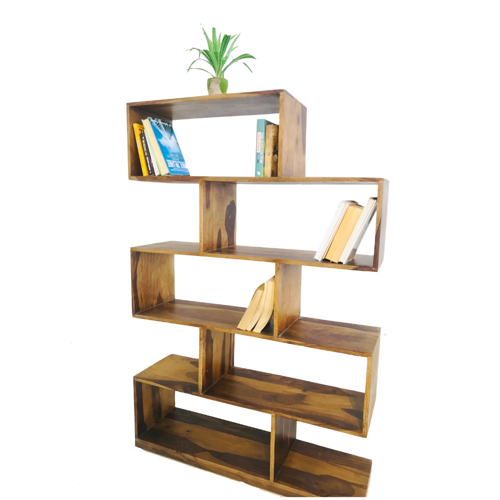 Amaltas Zig Zag Bookcase cum Showpiece Stand