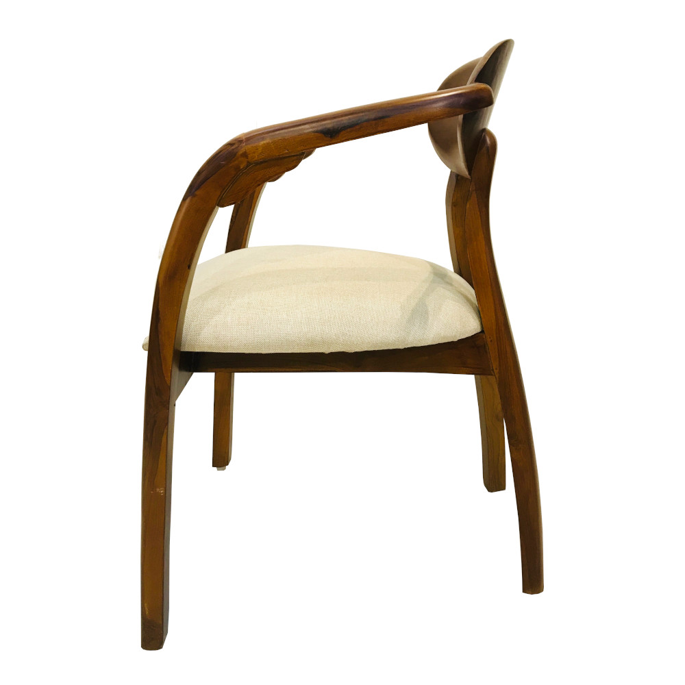 Amaltas Teak Wood Bedroom Chair with Curved Back