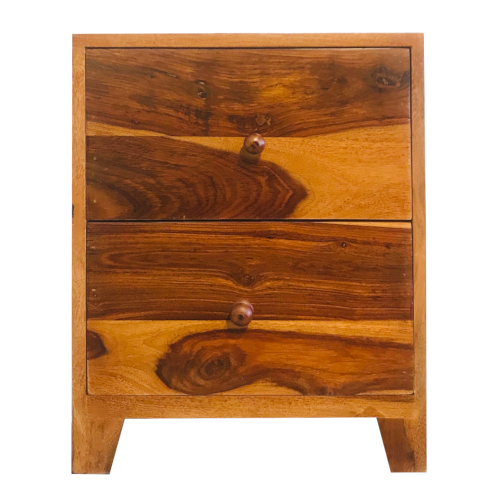 Amaltas Sheesham Wood Bedside Table Two Drawer