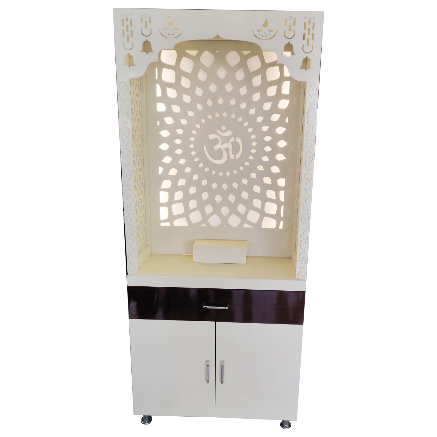 Amaltas White PU Polished Wooden Temple