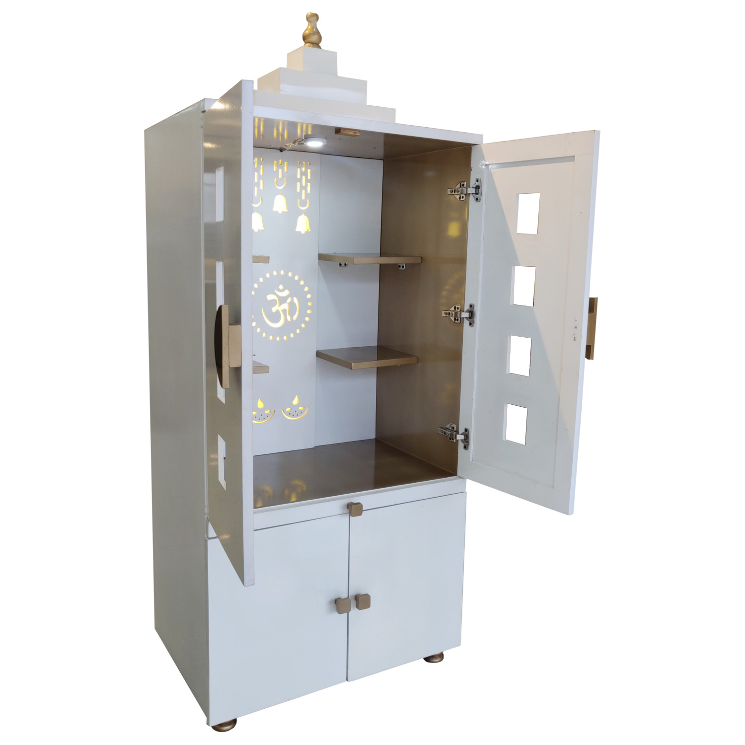 Amaltas White Temple with Doors and Storage