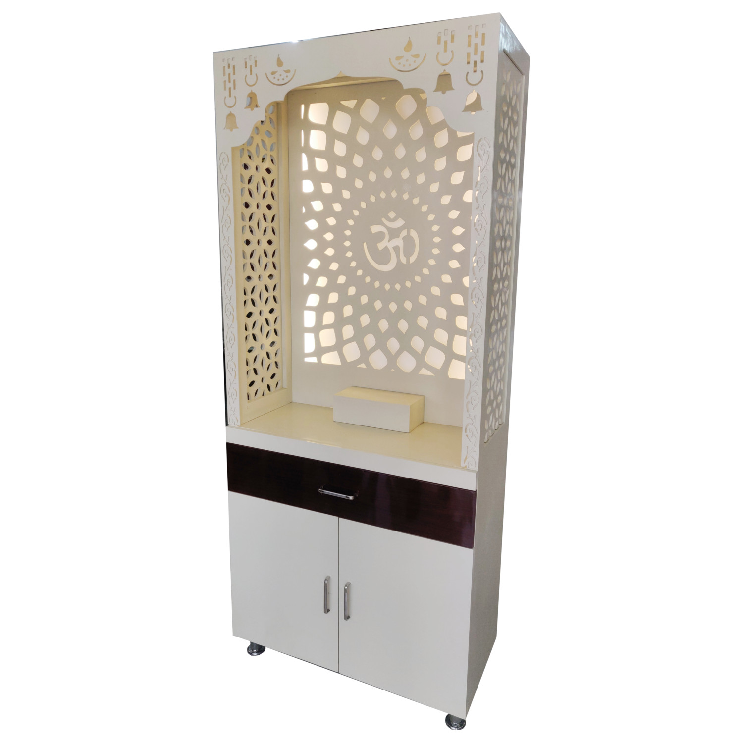 Amaltas White PU Polished Wooden Temple