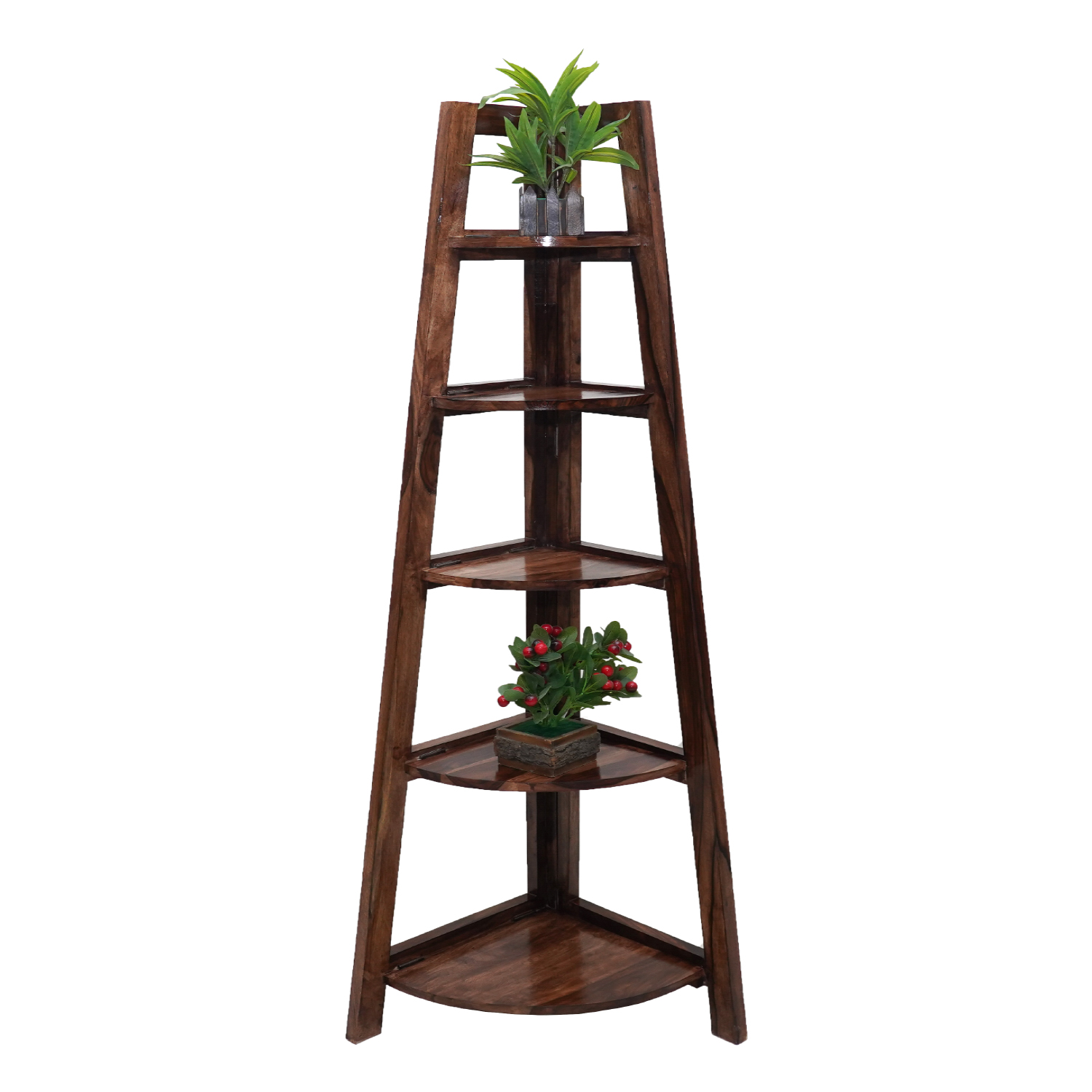 Amaltas Sheesham Wood Corner Stand cum Book Display