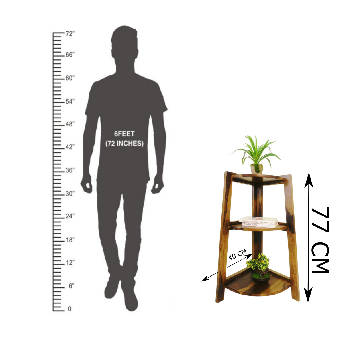 Amaltas Foldable Sheesham Wood Side Corner Stand