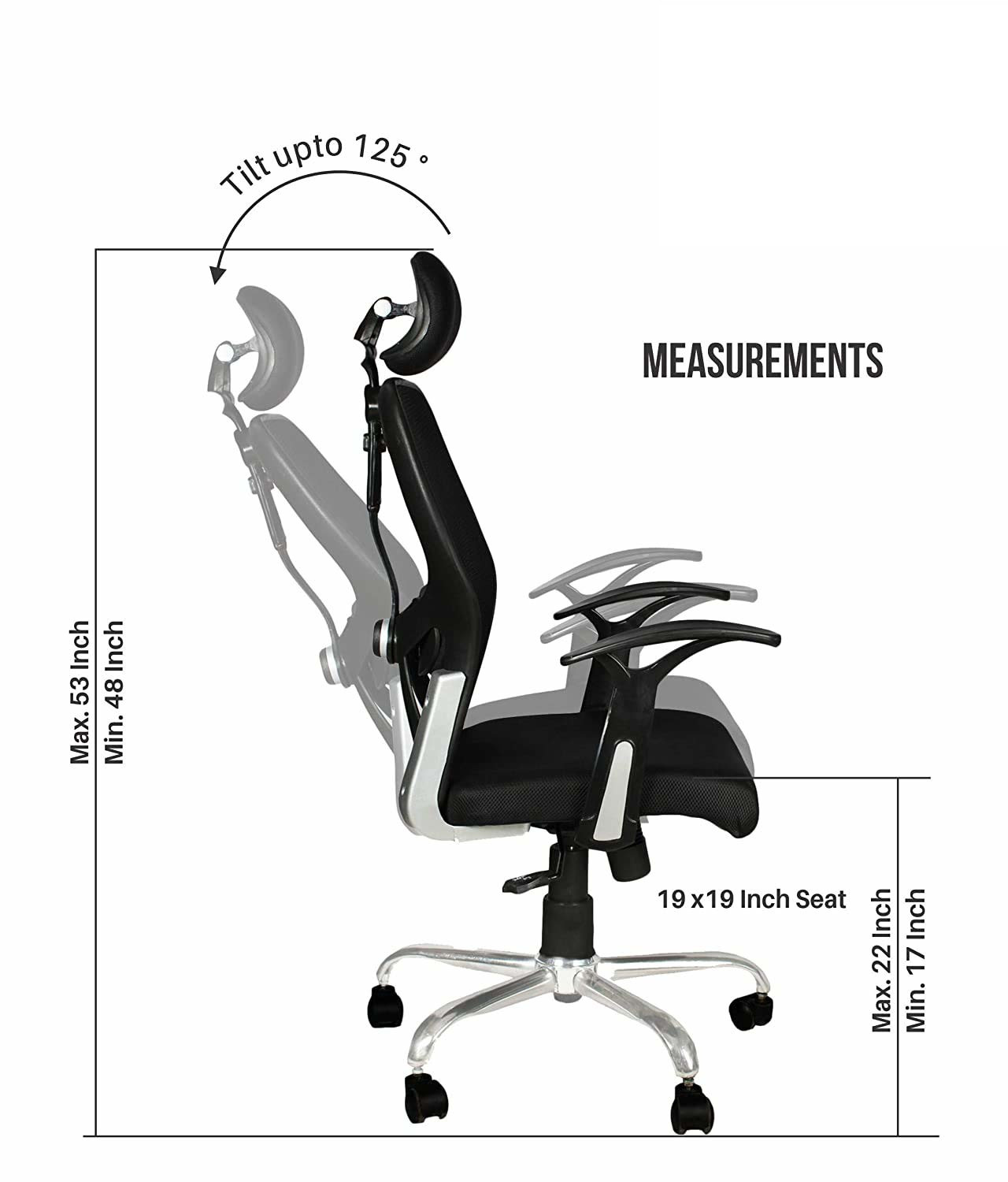 Amaltas High Back Ergonomic Chrome Frame Office Chair