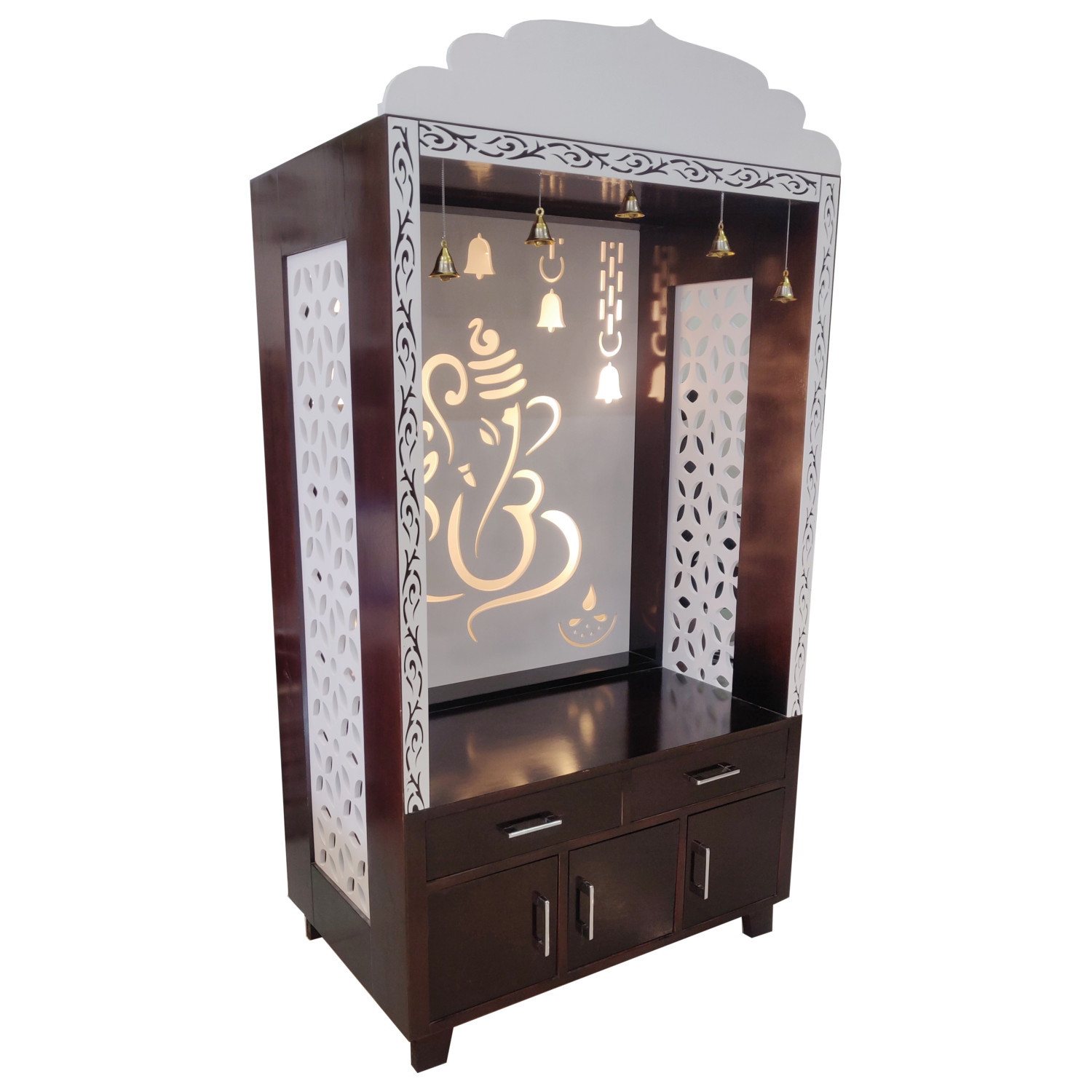Amaltas Big Size Temple with cabinet Storage