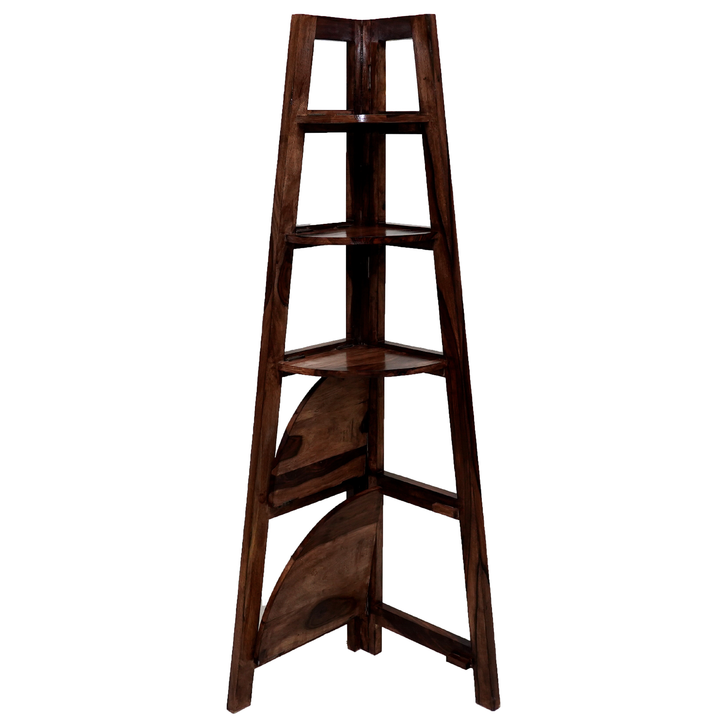 Amaltas Sheesham Wood Corner Stand cum Book Display