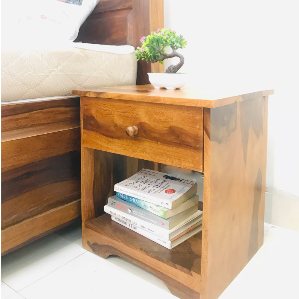 Amaltas Sheesham Wood Bedside Table One Drawer