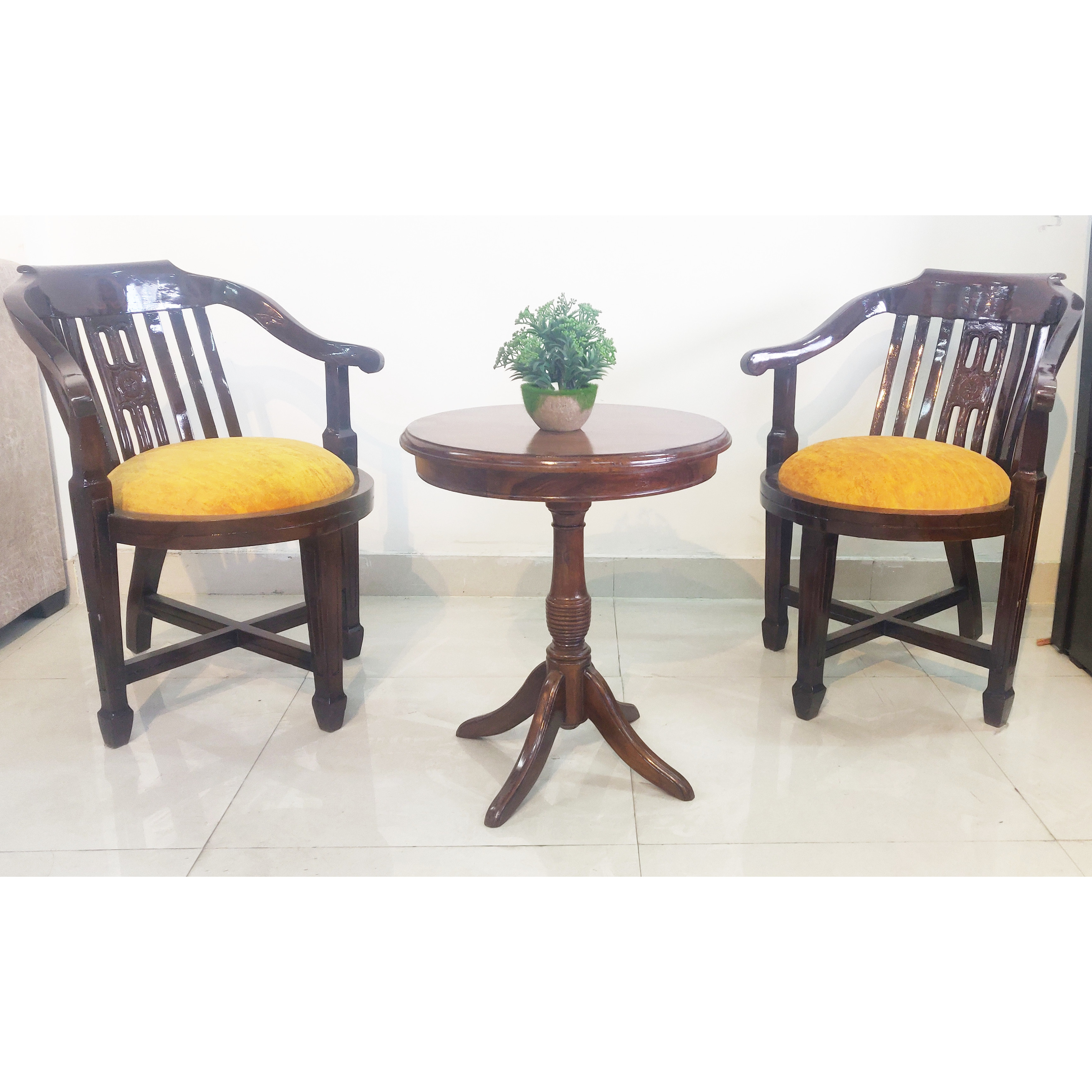 Amaltas Teak Wood Round Coffee Table