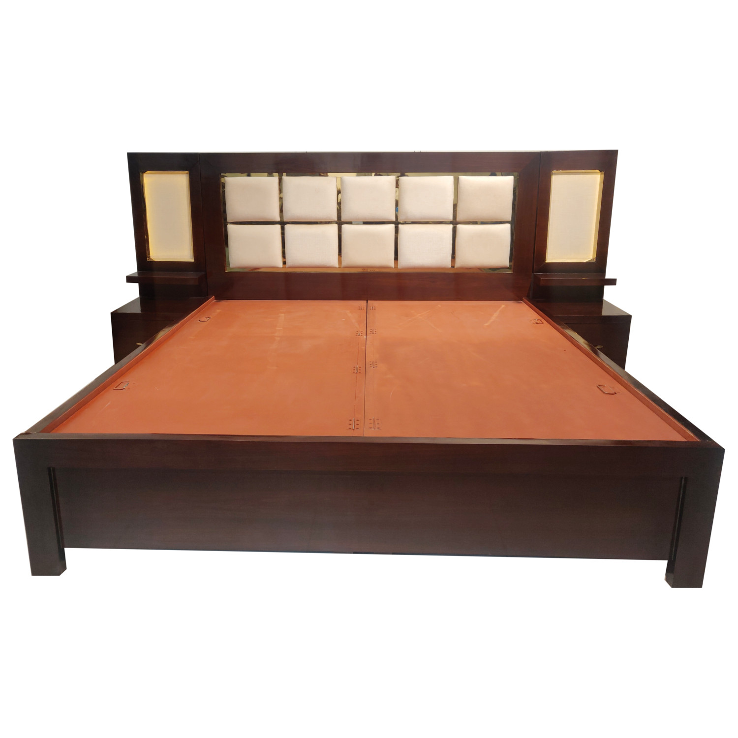 Amaltas Back Cushioned Bed with Lights