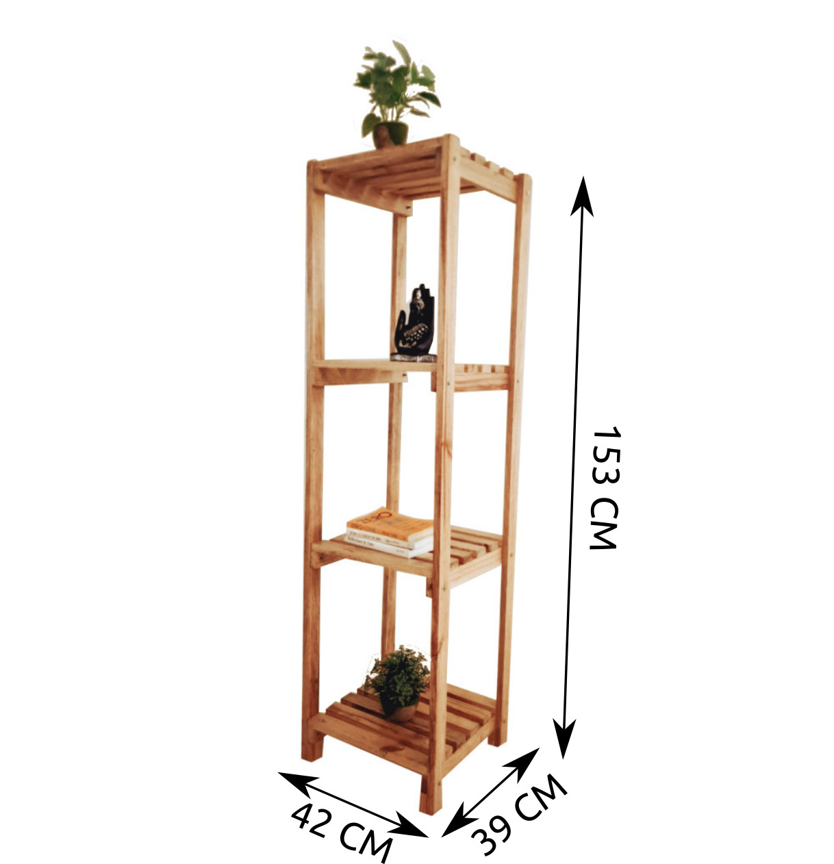 Amaltas Pine Wood Corner Stand cum Book Display